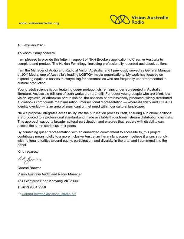 Letter of Support - Conrad Browne