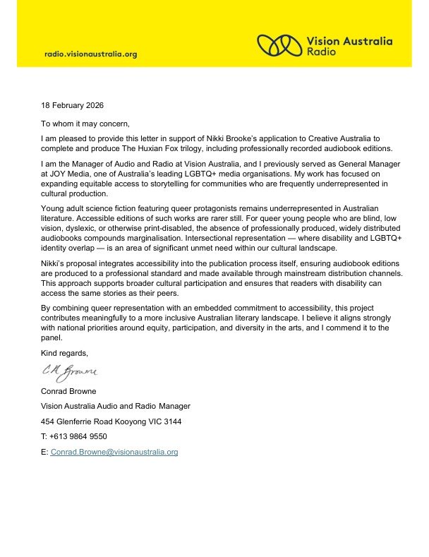 Letter of Support - Conrad Browne