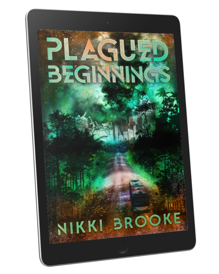 Plagued Beginnings cover on e-reader